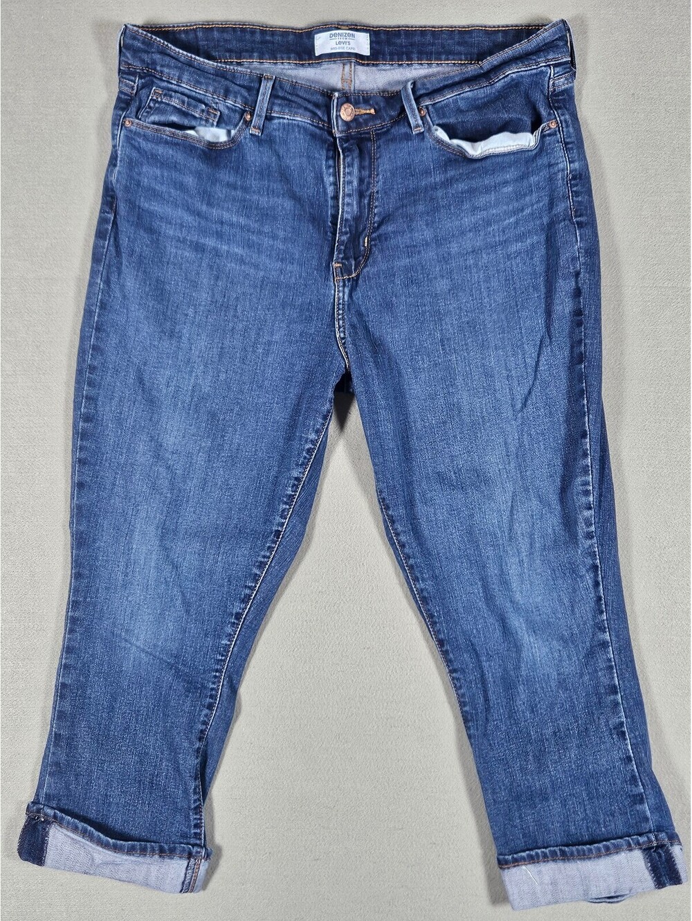 Denizen Levi's Women Blue Stretch Denim Mid Rise Capri 16